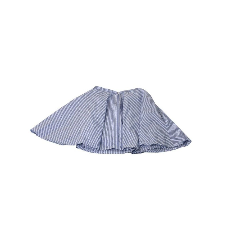 J Crew Skirt Zip Women Juniors 0 Circle Pocket Blue White Striped Mini Lined EUC - Picture 9 of 11